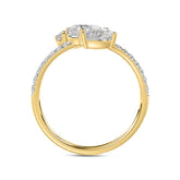 LADIES RING 1 1/4CT ROUND/PEAR DIAMOND 18K YELLOW GOLD